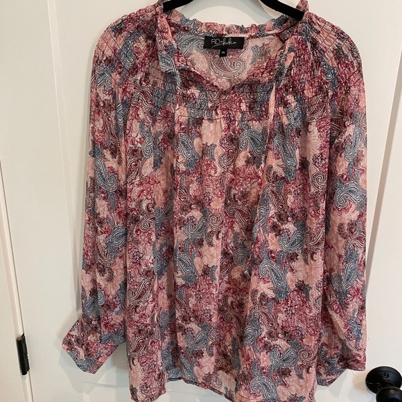 RD & Kokio Tops - Gorgeous RD Kokio Sheer Pink Blouse Top Sz XL